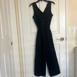 Universal Threads Sleeveless Black denim V-Neck Jumpsuit with Belt